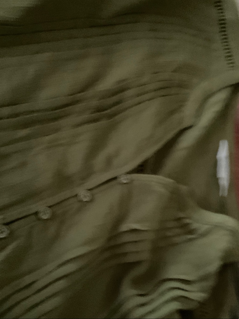 Market & Spruce Olive Button-Front Pleated Blouse